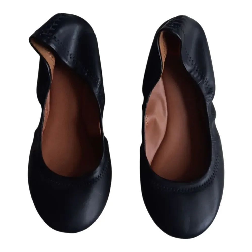 GB Girls Black Leather Flats